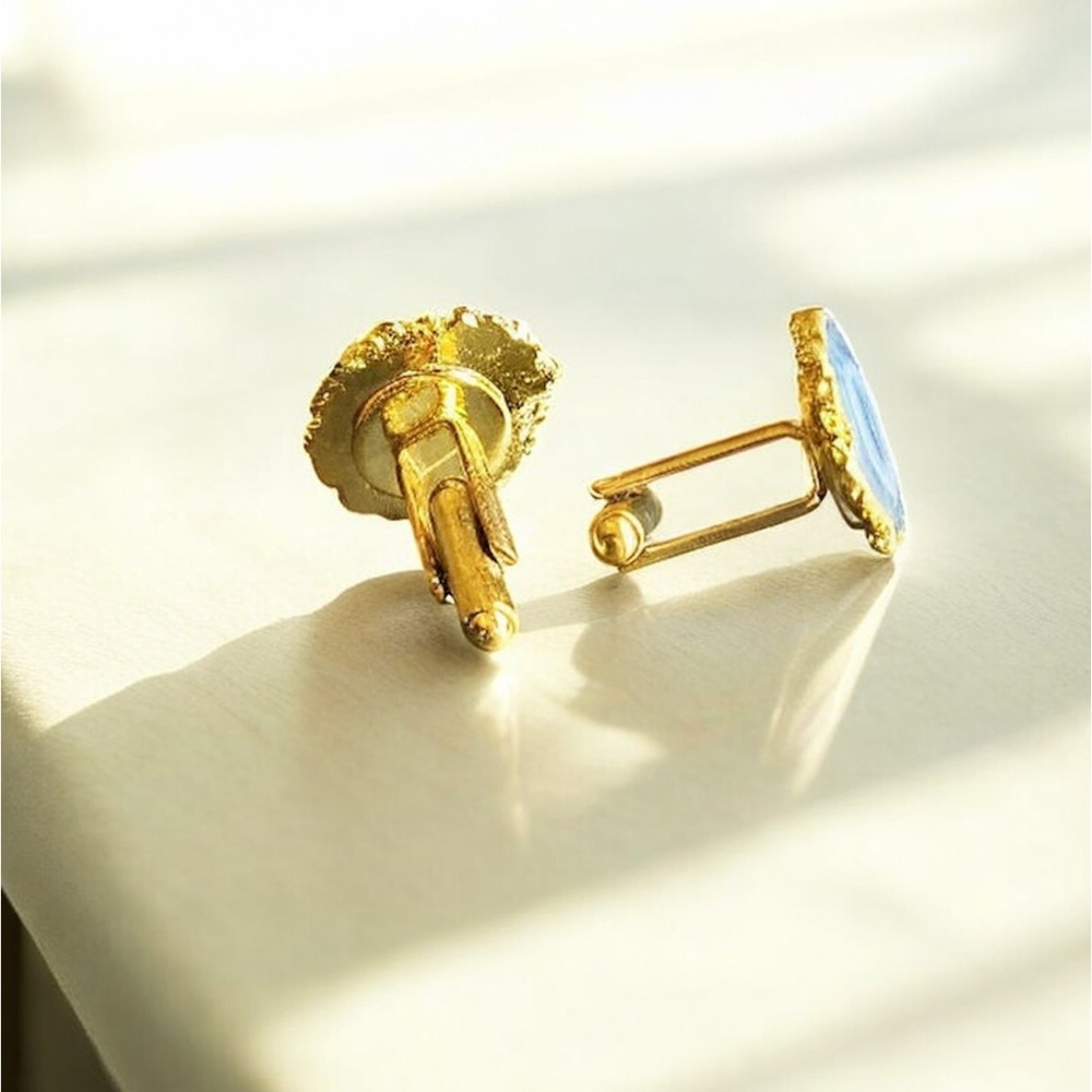 Blue Solar Quartz Cufflinks - Picture 3 of 4